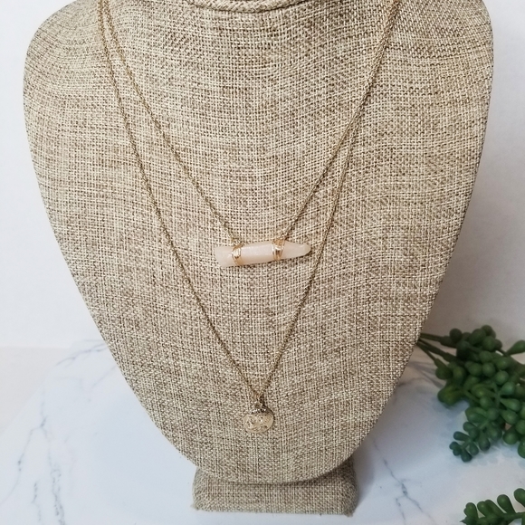 Gold NEW Coin Pendant Necklace Layer Stone - Picture 3 of 4